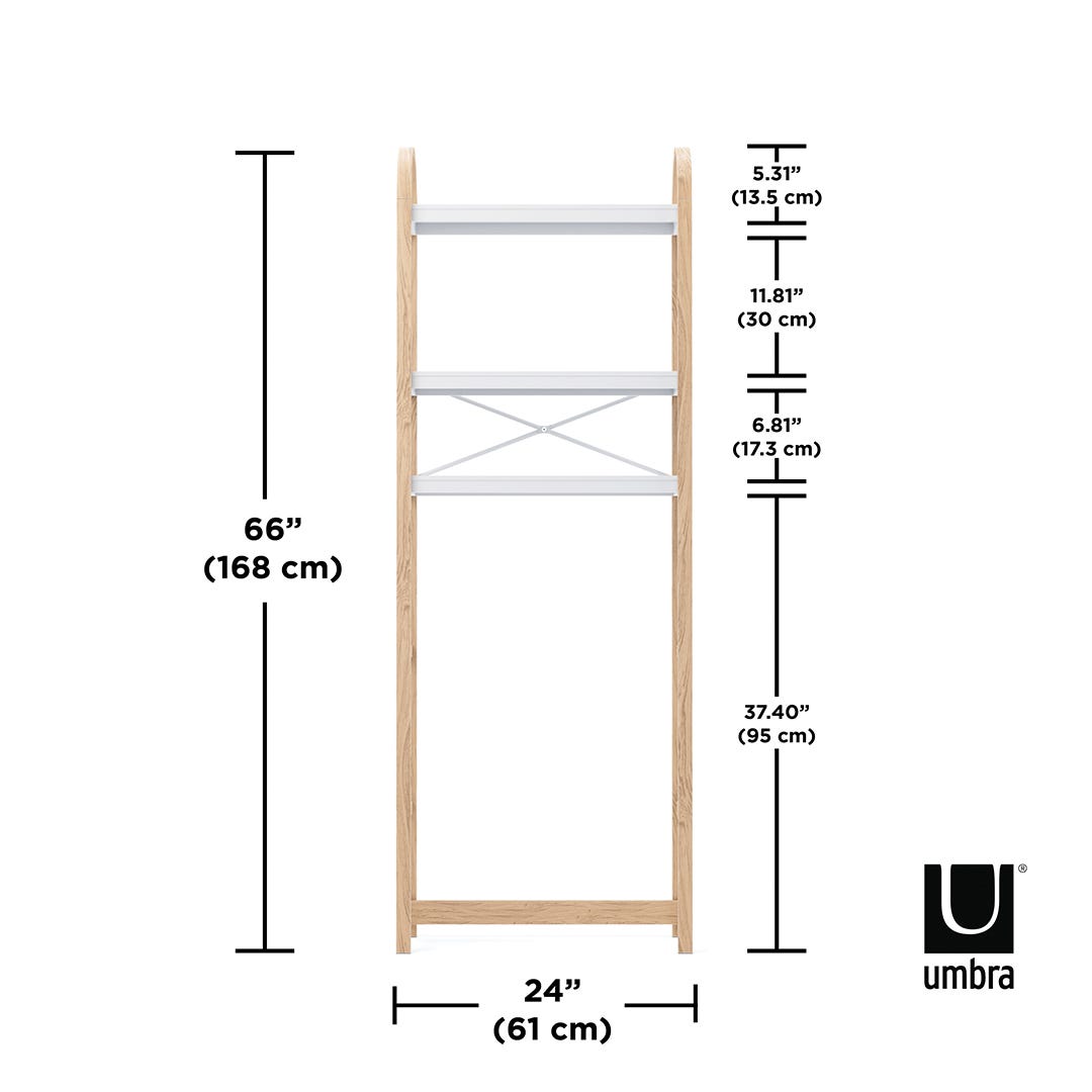 BELLWOOD Over the Toilet Shelf, White/Natural