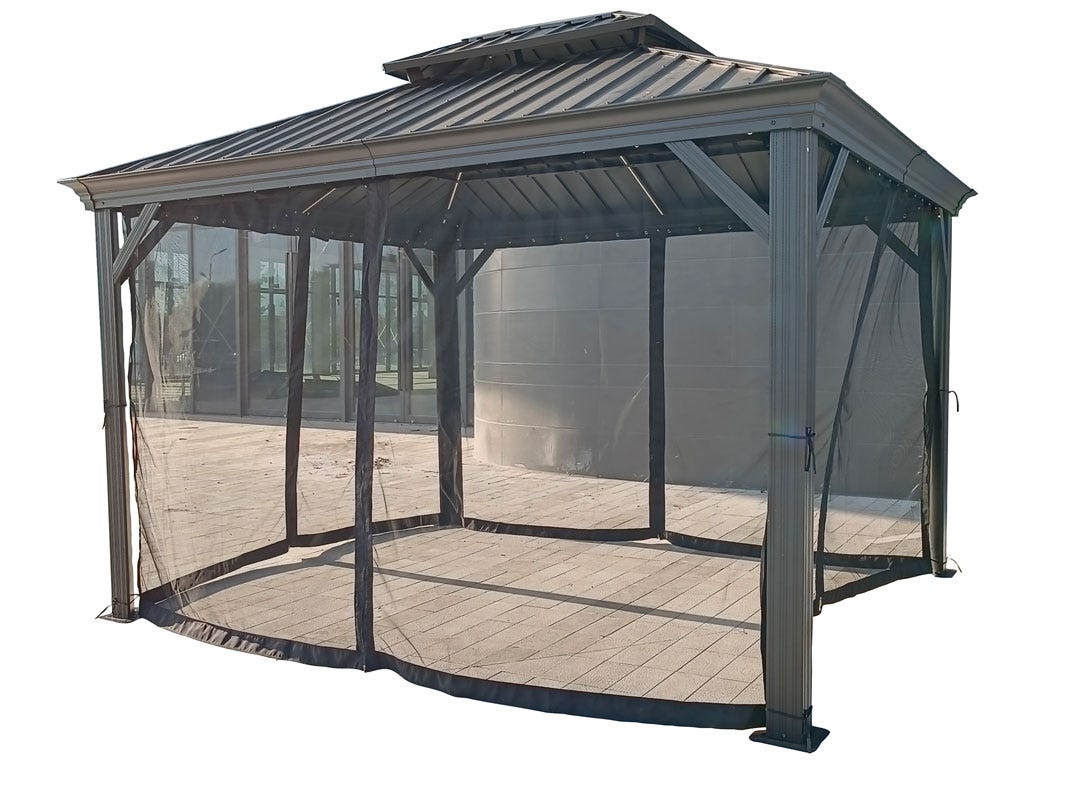 FUJI Double Metal Roof Gazebo with Mosquito Nets, 10 ft. x 12 ft.