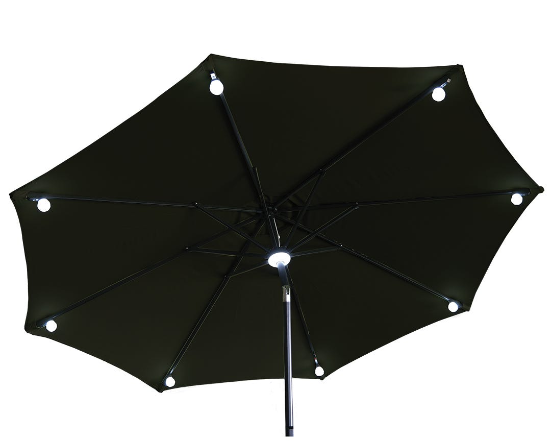CAMEROSE Umbrella with LED, 9 ft., black
