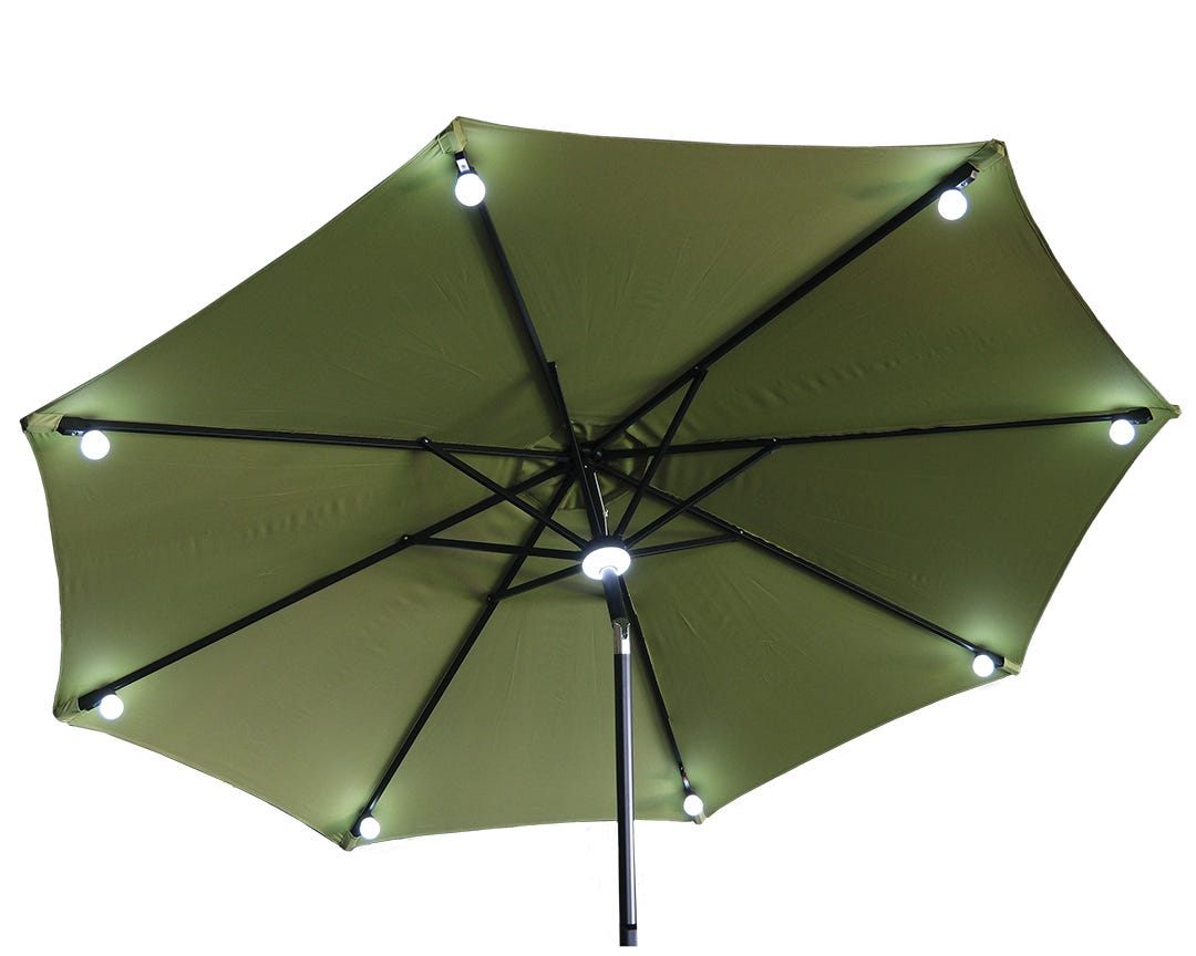 CAMEROSE Umbrella with LED, 9 ft., green