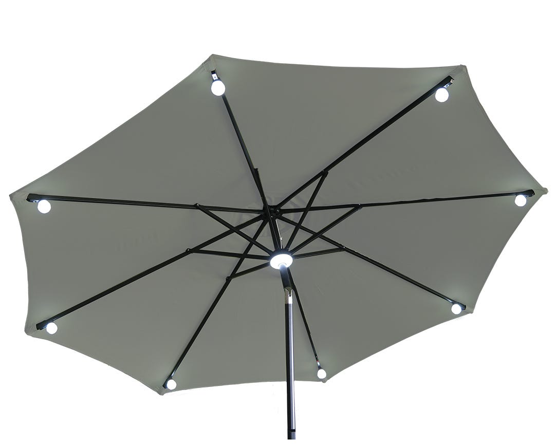 CAMEROSE Umbrella with LED, 9 ft., grey