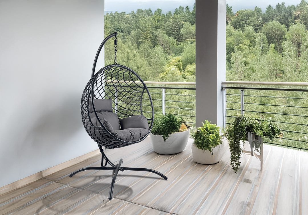 BELLAGIO Hanging Chair, Black and Grey