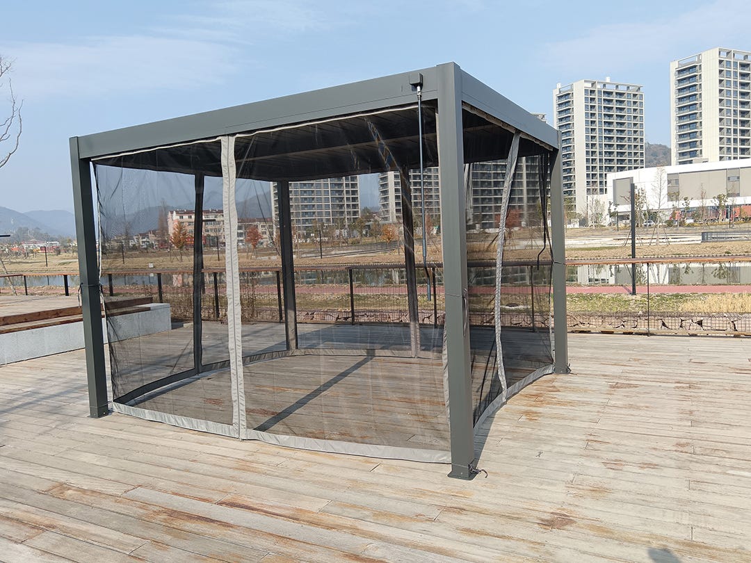ATHEN Pergola with Mosquito Net, 10 ft. x 10 ft., Black