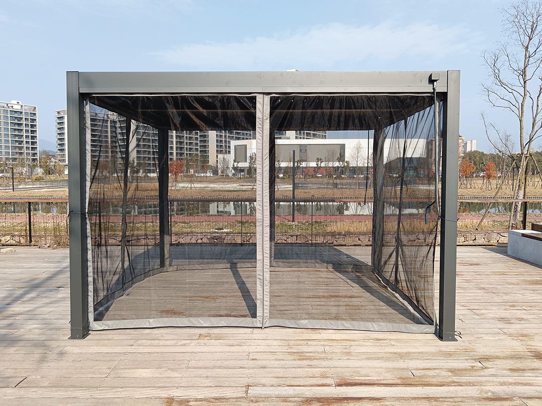 ATHEN Pergola with Mosquito Net, 10 ft. x 12 ft., Black