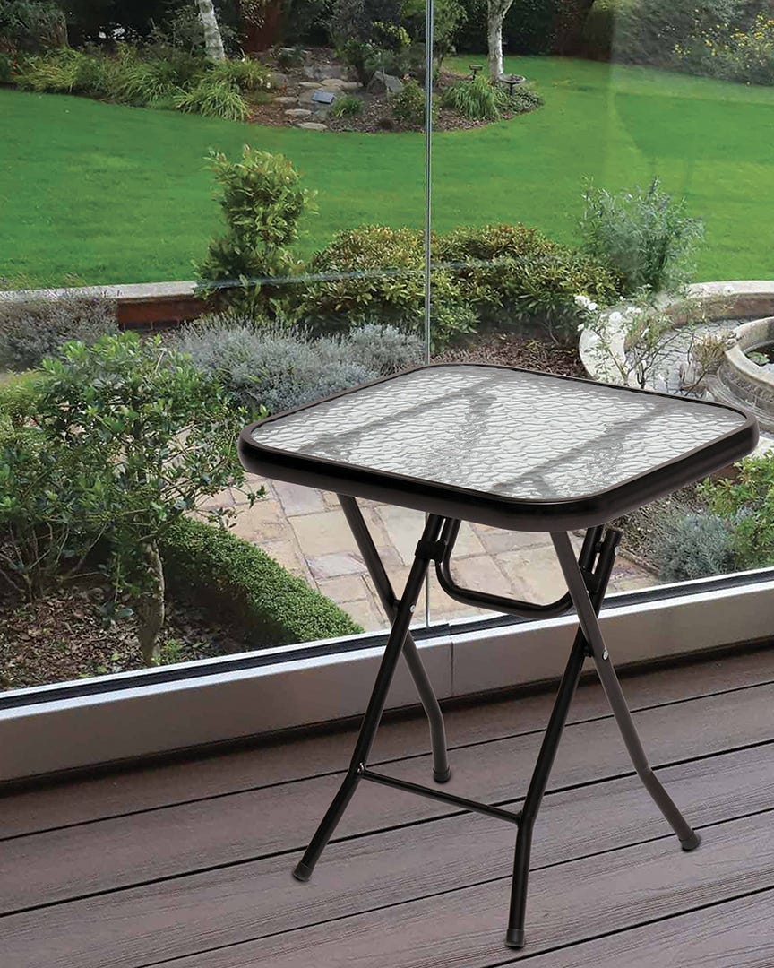 Folding Glass Side Table, 16 in. x 16 in.