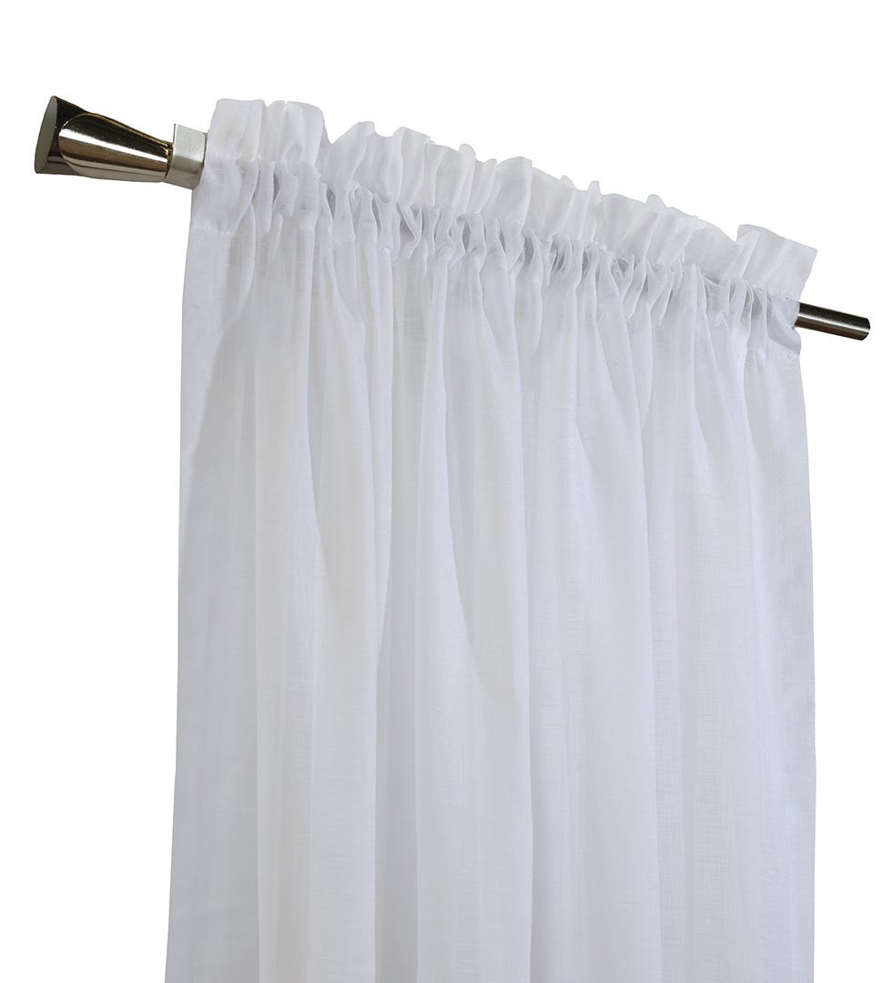 COTE D'AZUR Rod Pocket Faux Linen Curtain, White, 84 in.