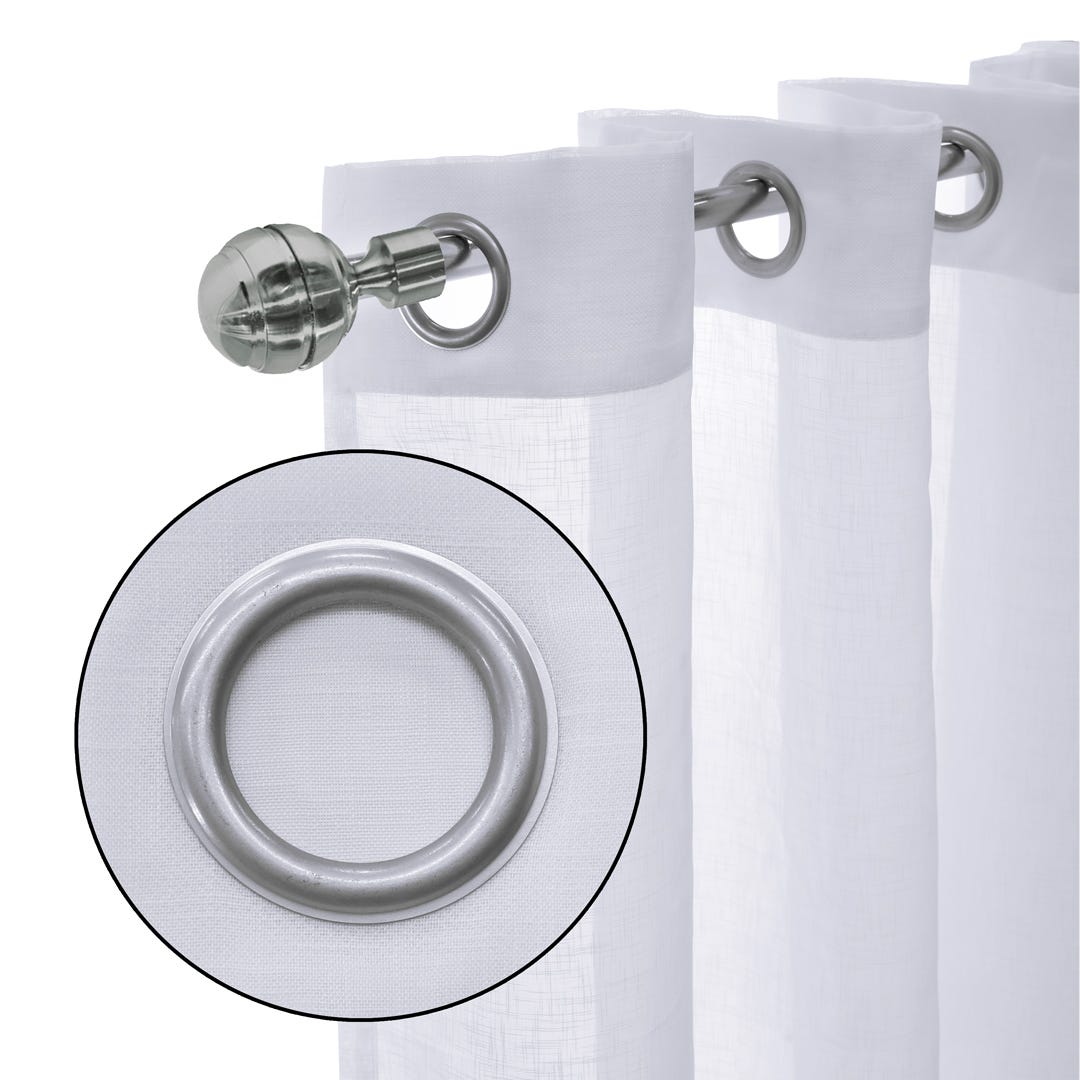 COTE D'AZUR Grommet Faux Linen Curtain, White, 84 in.