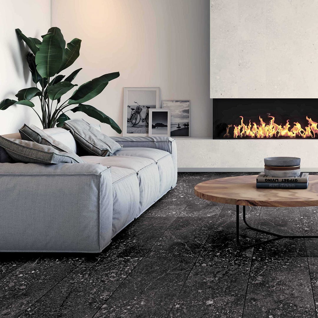 PORTLAND Porcelain Tile, 11.8 in. x 23.6 in., Matte Nero