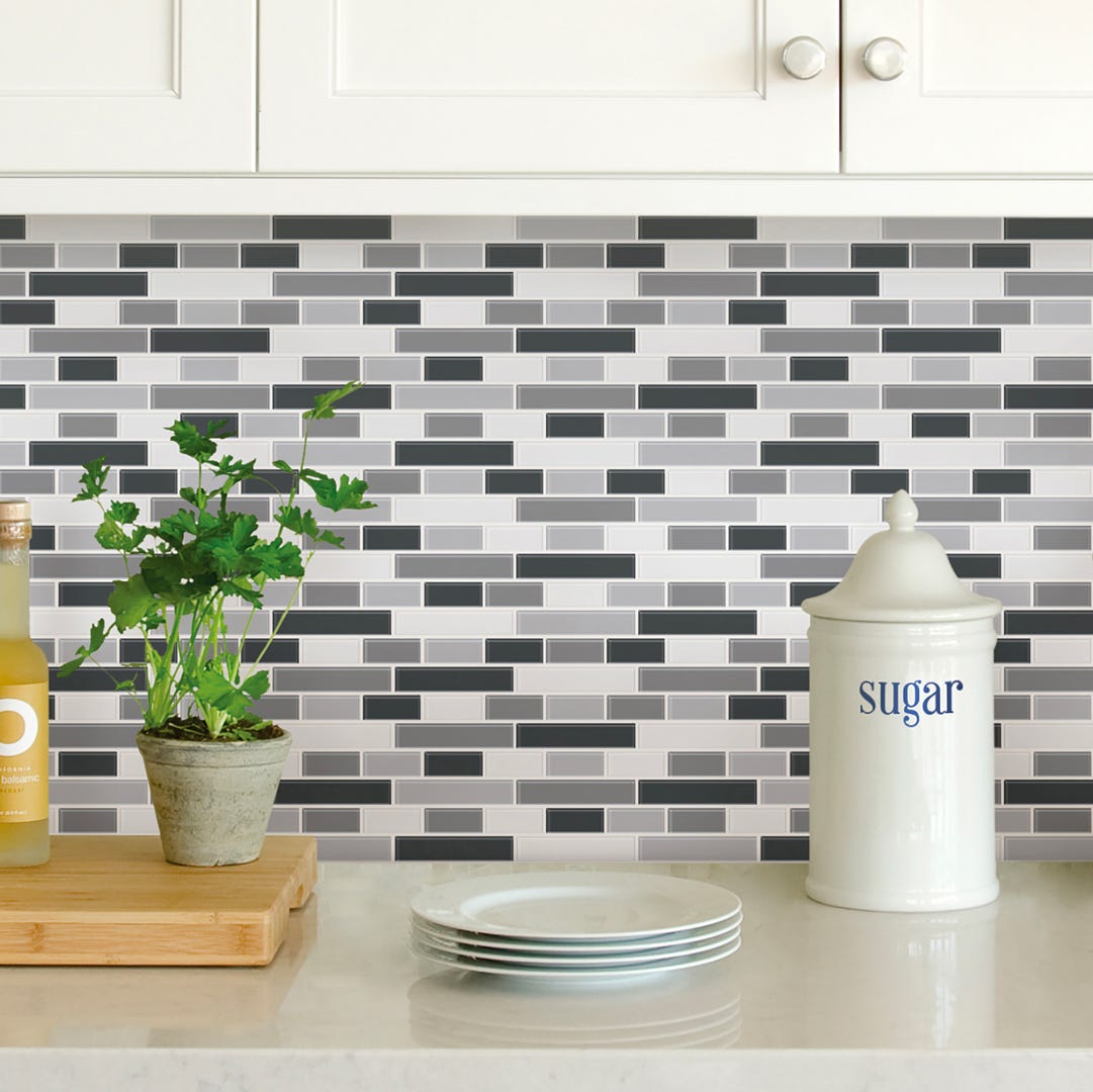 Peel & Stick Backsplash Tiles, SMOKED GLASS
