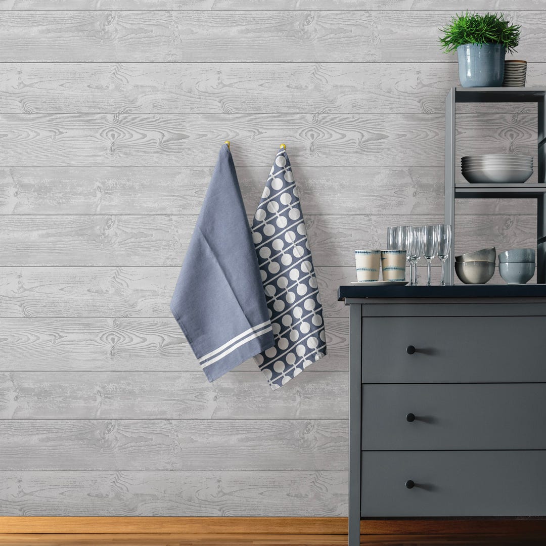 URBAN SHIPLAP Self-Adhesive Wallpaper, Grey 