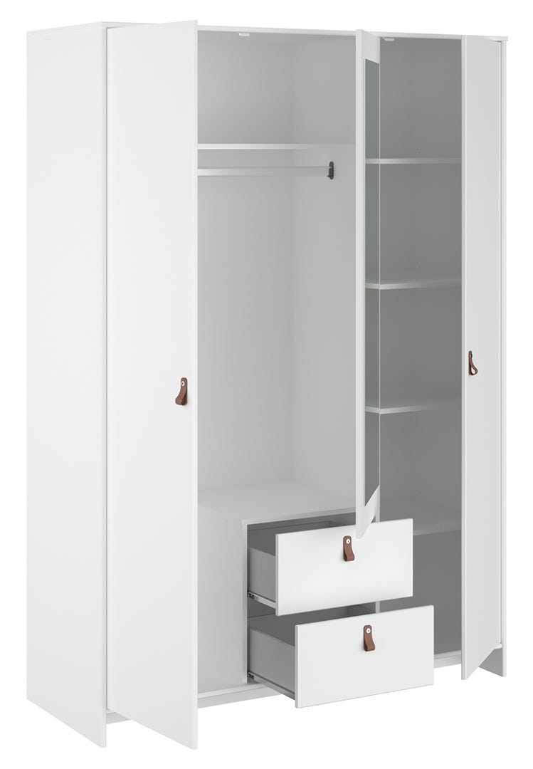 MINKEE Wardrobe Closet, 3 doors and 2 drawers, white