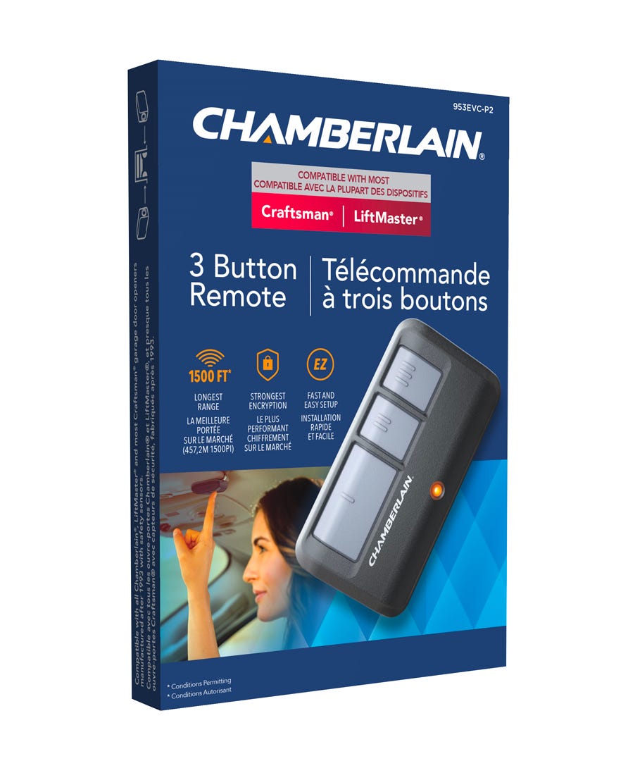 3-Button Remote Control for Garage Door Openers