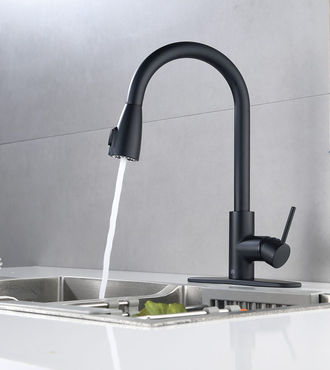PRESPA Hands-Free Kitchen Faucet, Matte Black