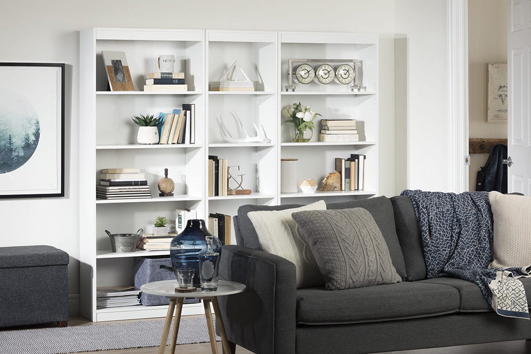 AXESS Narrow Bookcase, 5 Shelves, 19 in. x 68.75 in., White