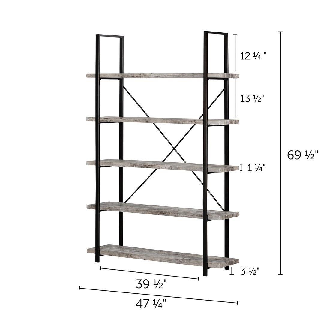 GIMETRIE Fixed 5-Shelf Unit, 12.50 in. x 47.25 in. x 69.25 in., Grey