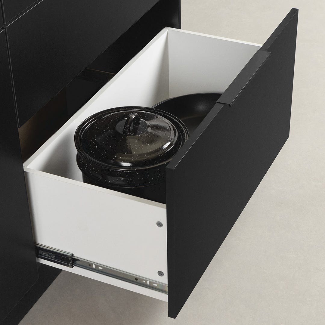 OLIO Kitchen Island, faux marble and black