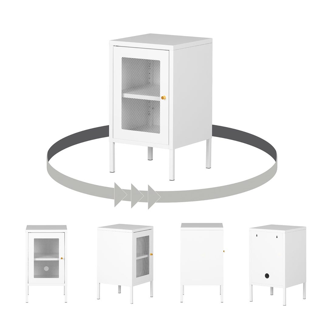 KODALI Metal Mesh 1-Door Nightstand, White
