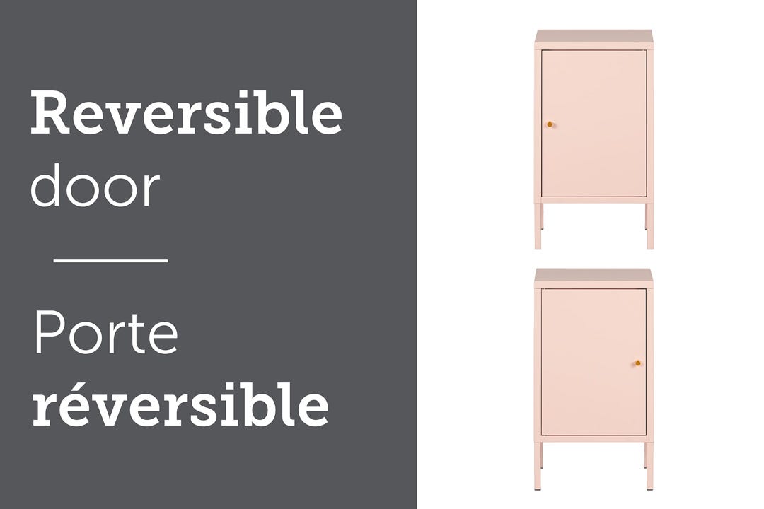 KODALI Metal 1-Door Nightstand, Pink