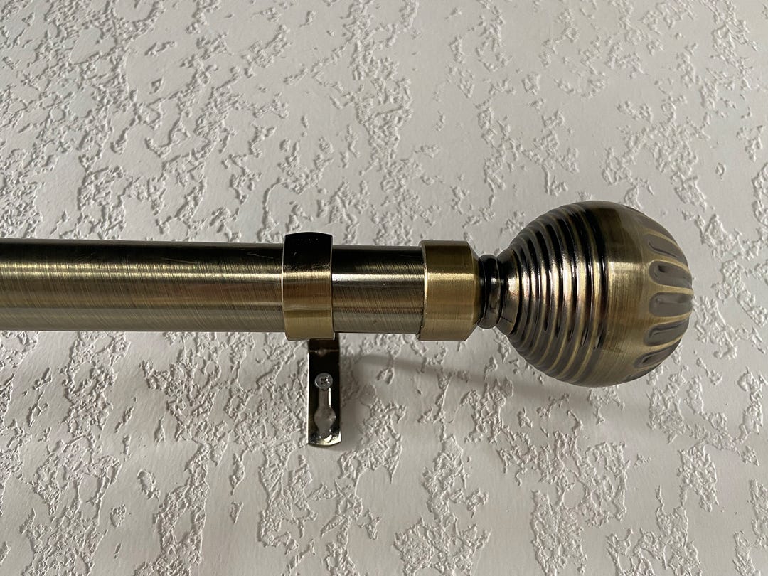 SATURNA Curtain Rod Set, 25/28mm, 66 in. X 120 in., Antique Brass