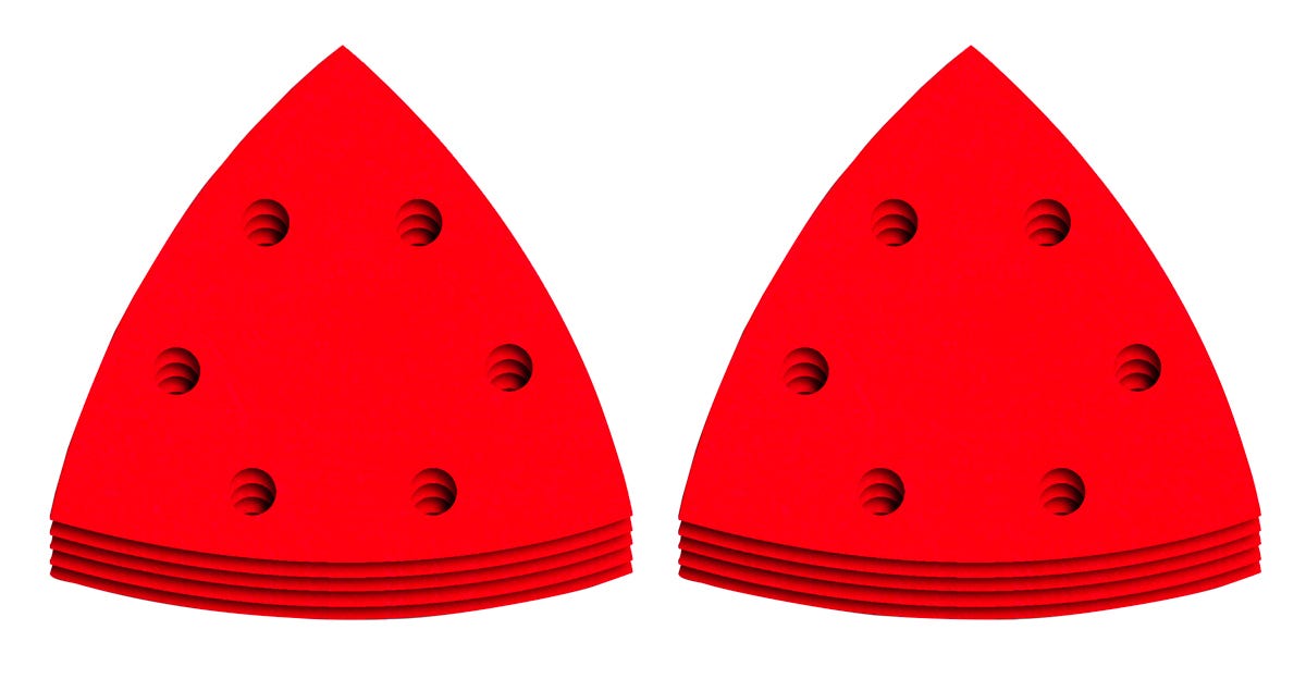 3-3/4 Iinch Oscillating Detail Triangle Sanding Sheet 220-Grit 5-in. X 6-in. X 1-in., Red