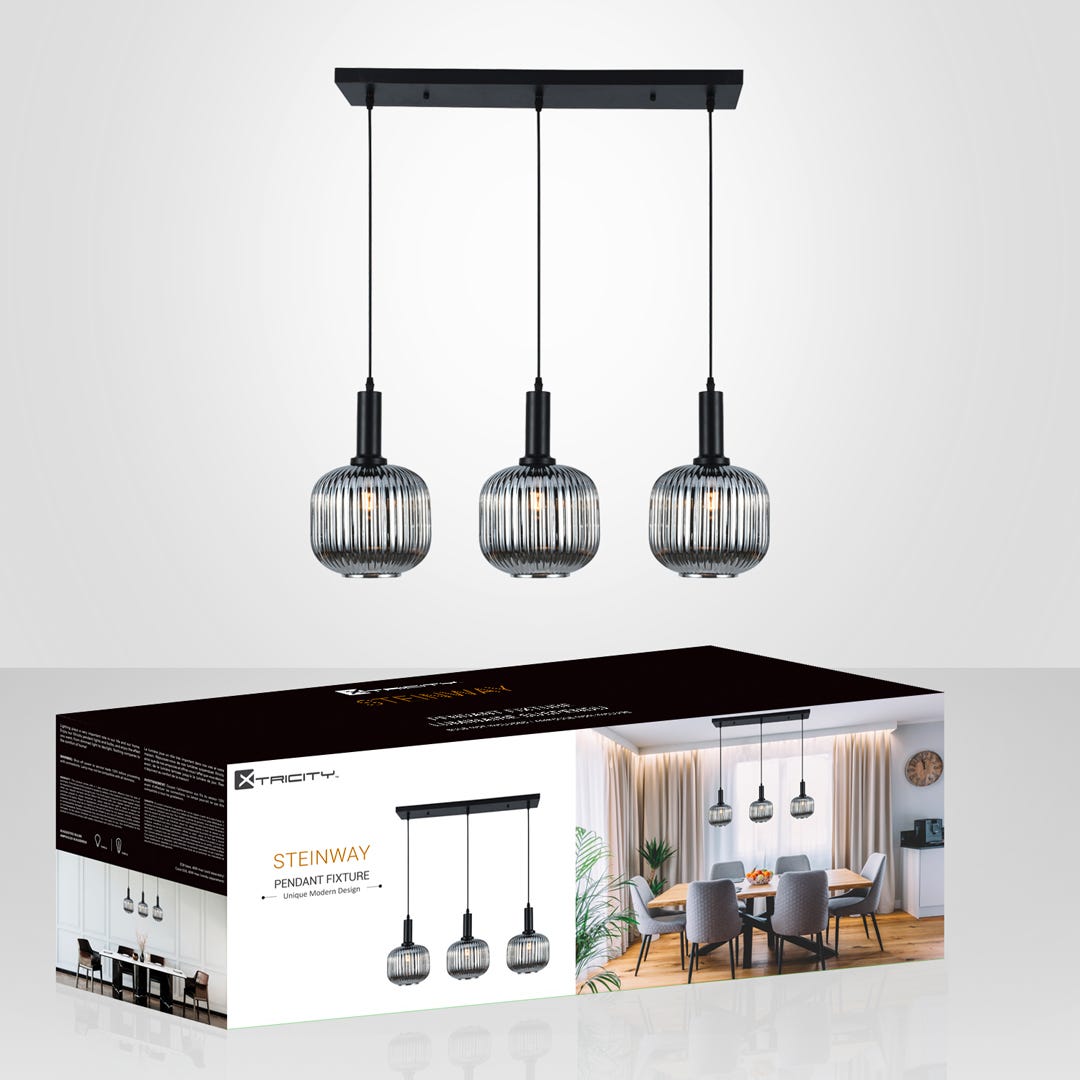 STEINWAY Pendant Fixture, 3 Lamps