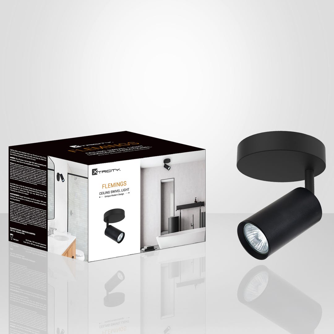 FLEMINGS Ceiling Swivel Light, 1 Head, black