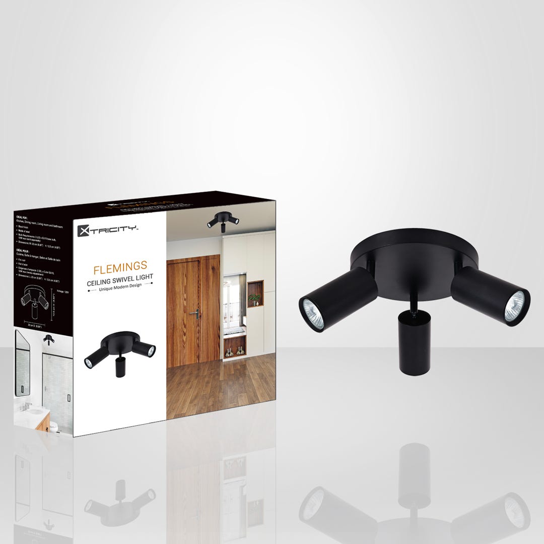 FLEMINGS Canopy Track Swivel, 3 Heads, black