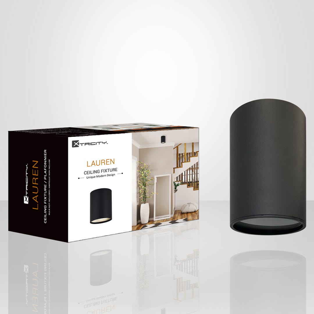 LAUREN Ceiling Light, 1 Head, black