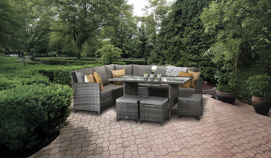 ST-MARTIN Dining Set, 6 Pieces, Gray