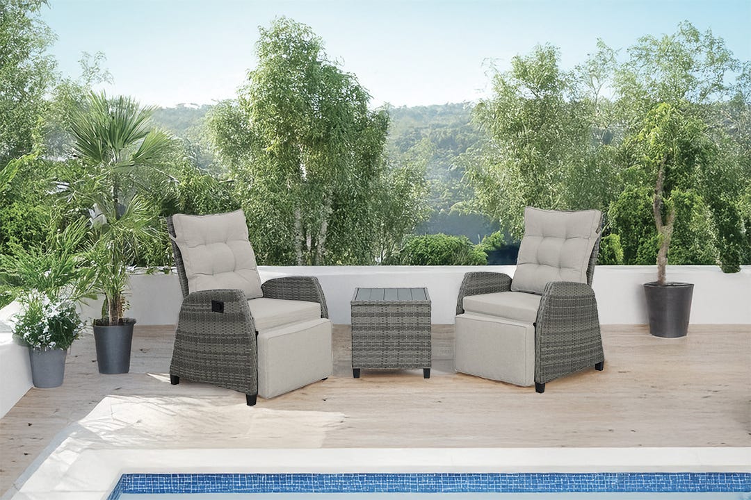 CHARLEROI Reclining Conversation Set, 3 Pieces, Taupe