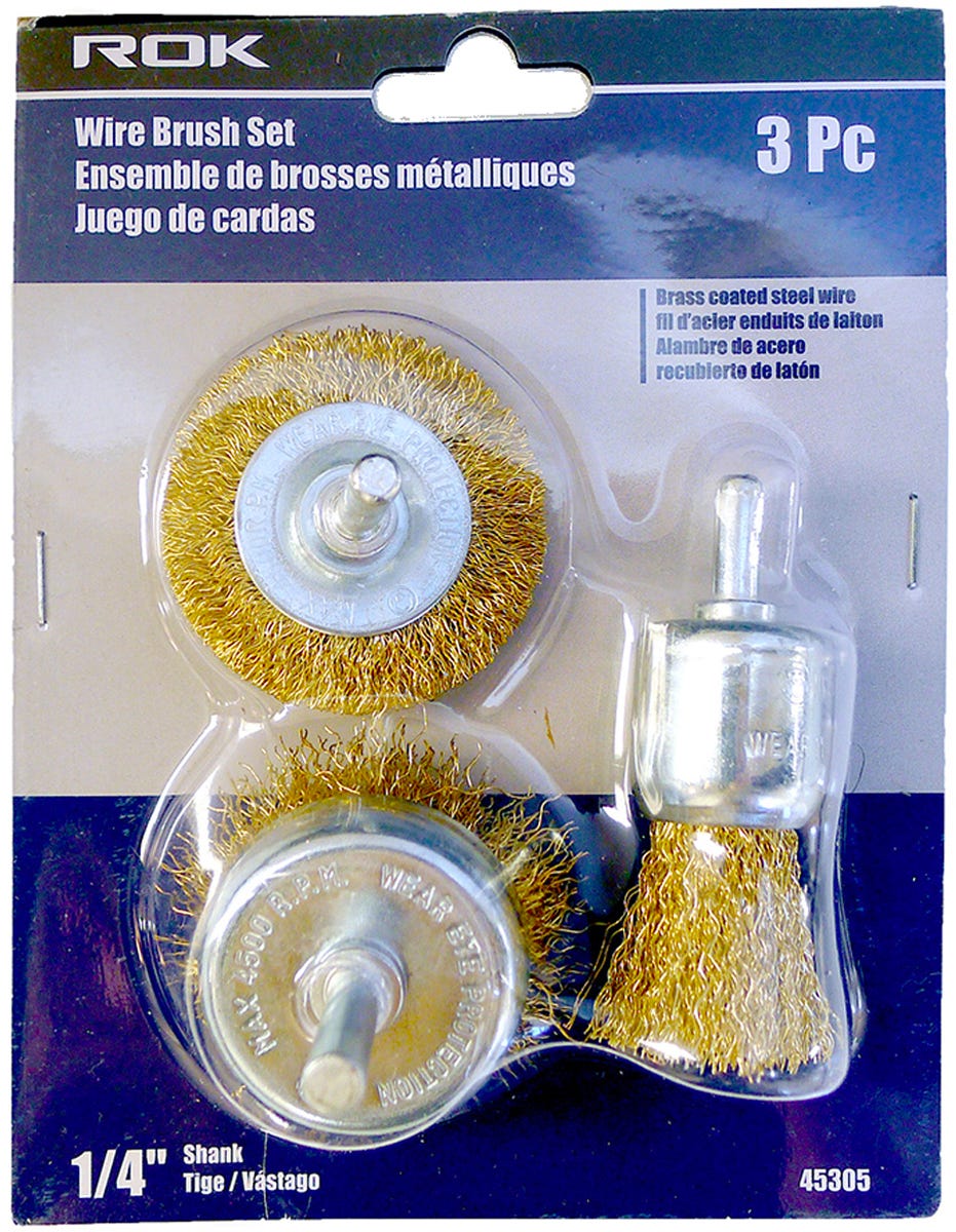 3-pc Brass Wire Cup Brush Set