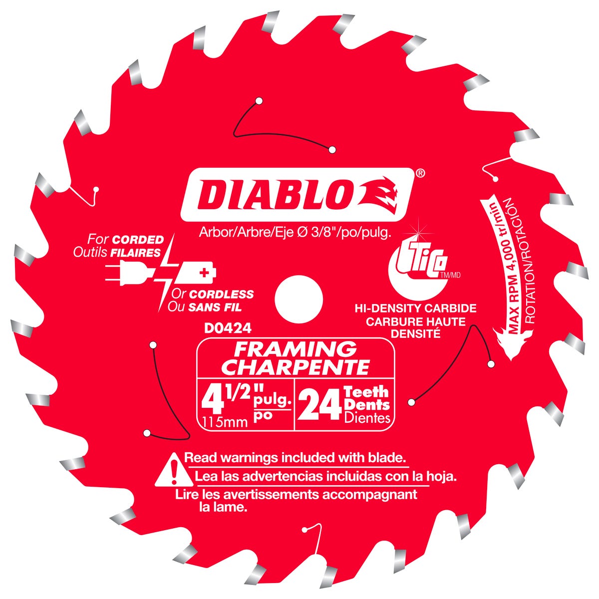4-1/2-in. X 24T Framing Blade 7-in. X 7.25-in. X 0.25-in., Red