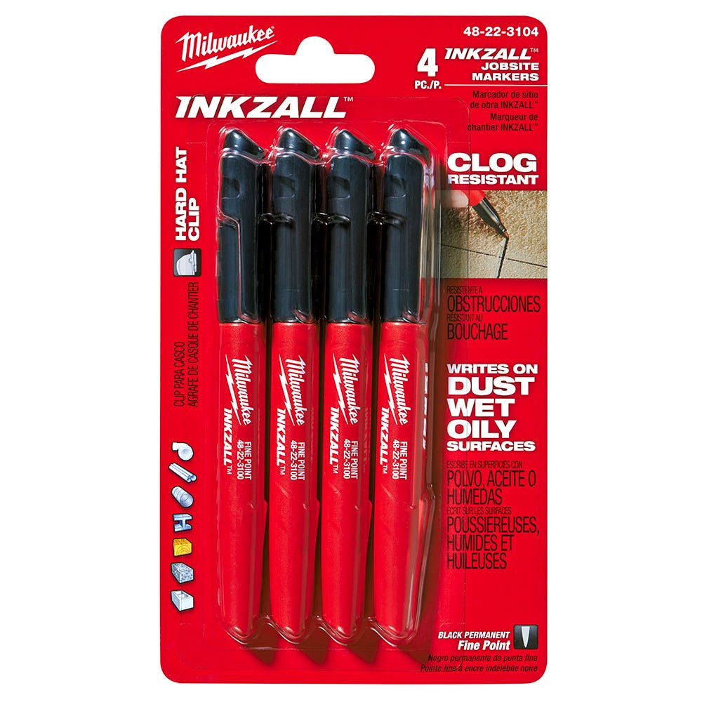 4-pc INKZALL black fine point marker