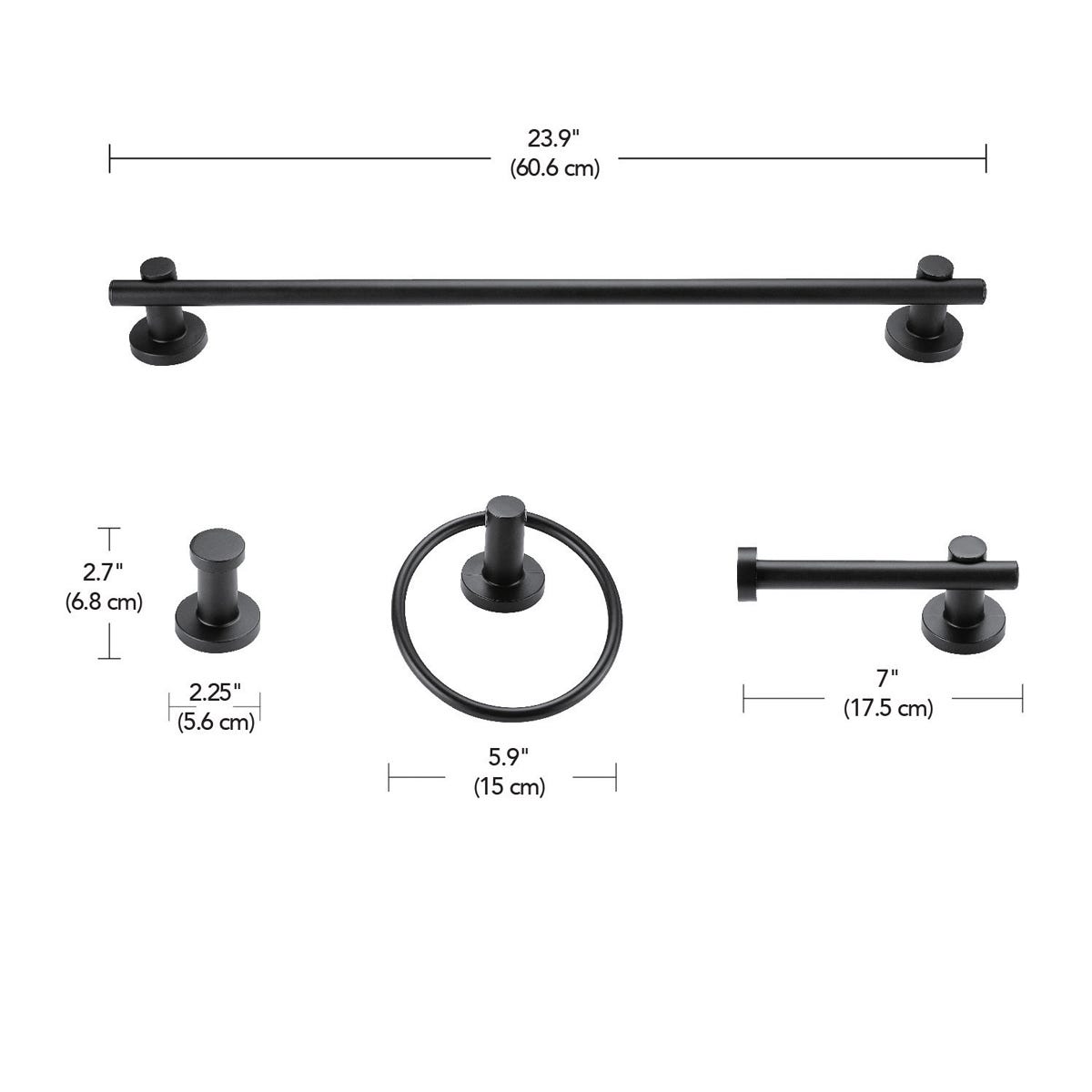 Bathroom Accessory Kit, Matte Black