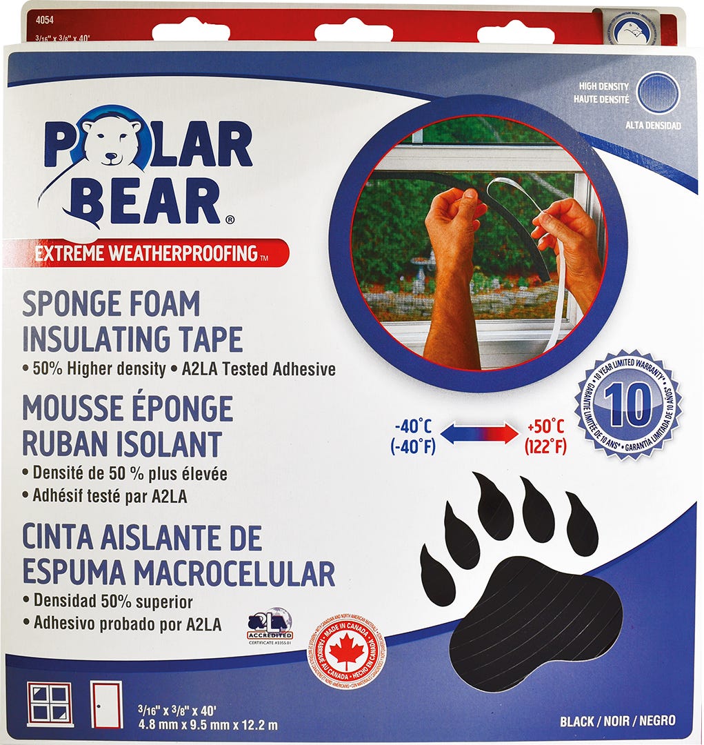 40 ft. black sponge foam insulating tape (3/16 X 3/8 inch)