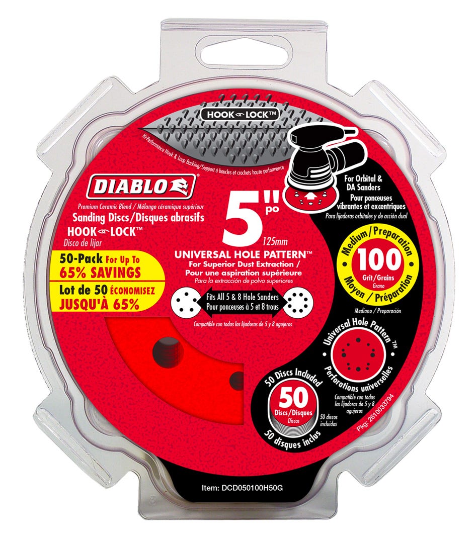 Sanding Discs, 5 in., 10 grit, 50/Pack