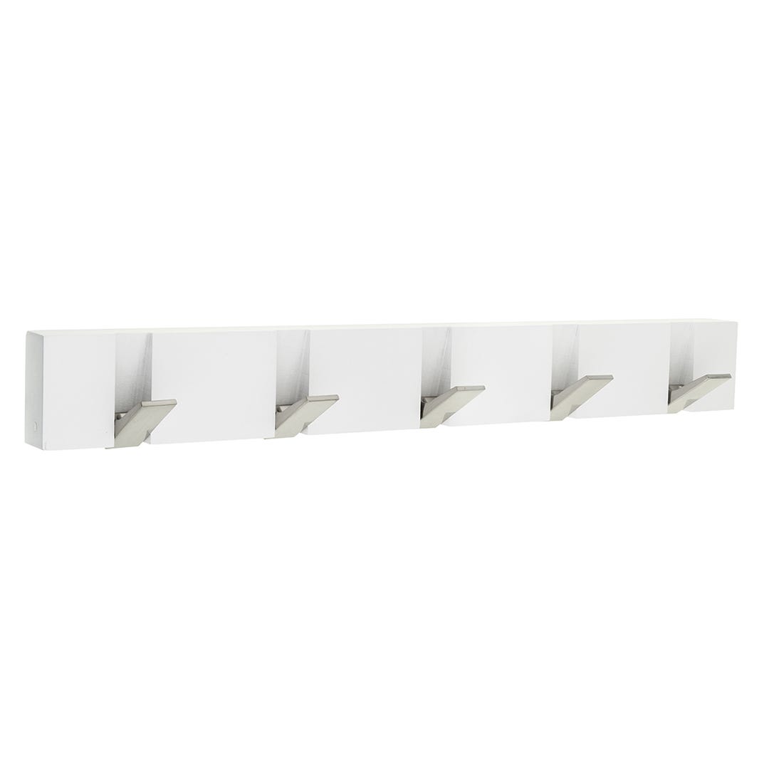 Contemporary Hook Rack (5), White, 20-in.