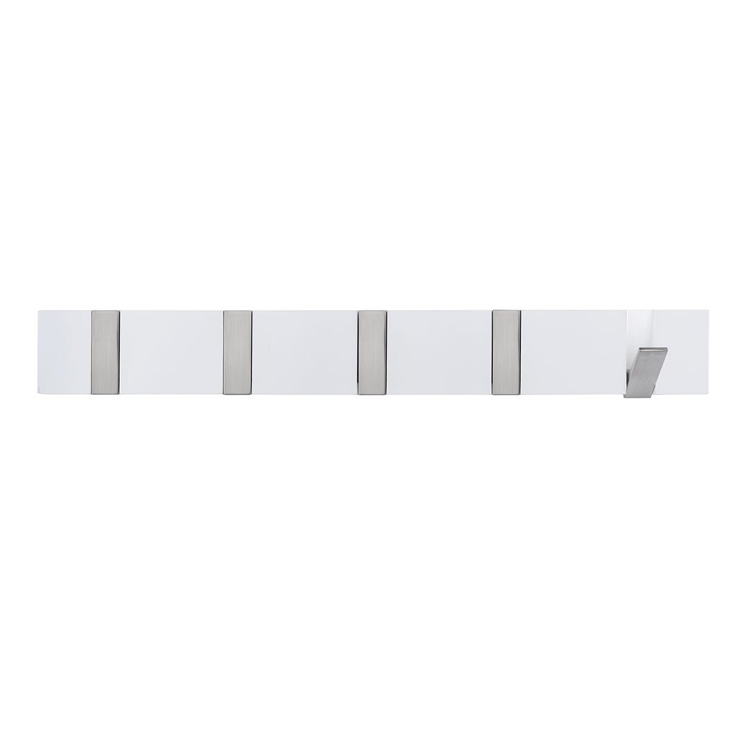 Contemporary Hook Rack (5), White, 20-in.