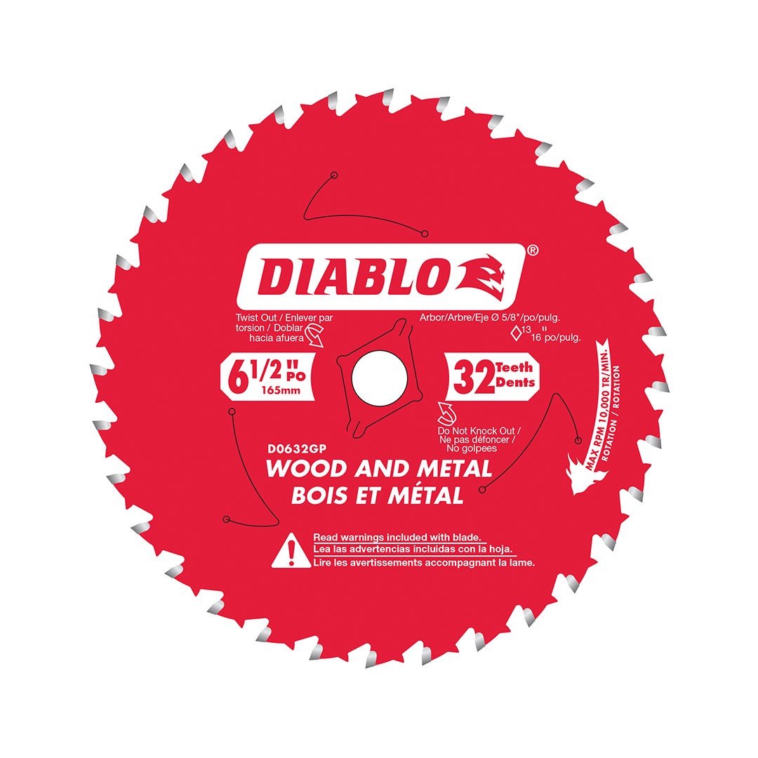 Diablo Wood and Metal Saw Blade, 6 1/4 in