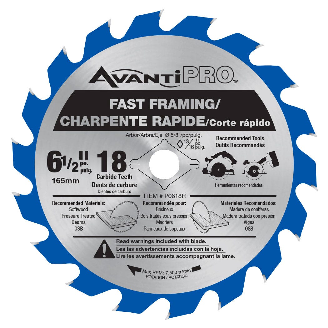 6-1/2 X 18T Wood Cutting Blade 6.5-in. X 6.5-in., Silver