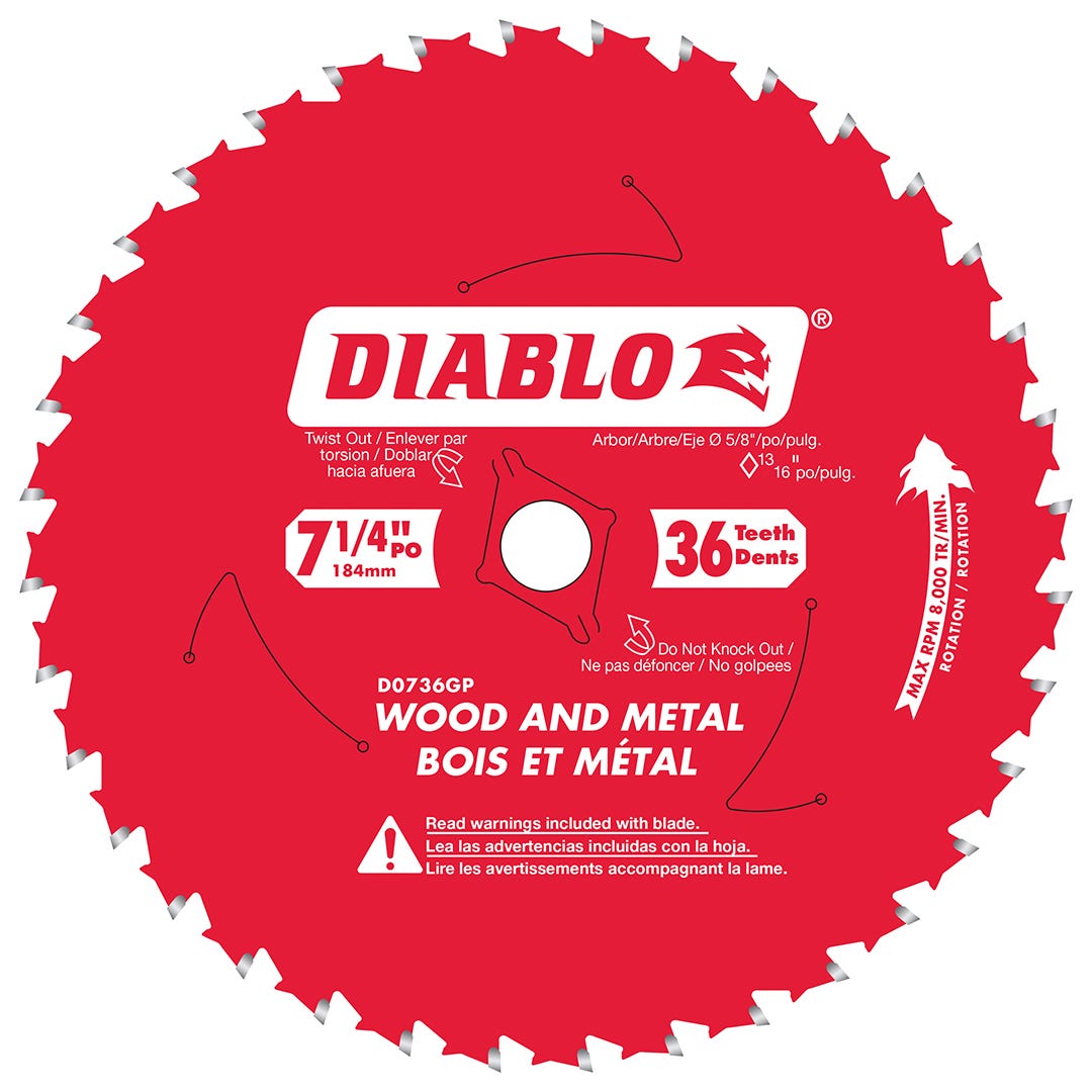 Diablo Wood and Metal Saw Blade, 7-1/4-in