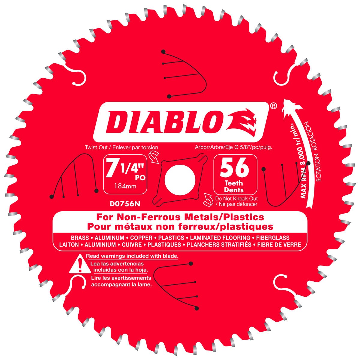 7-1/4 X 56T Non Ferrous Metal Blade 9.25-in. X 11.25-in. X 0.25-in., Red
