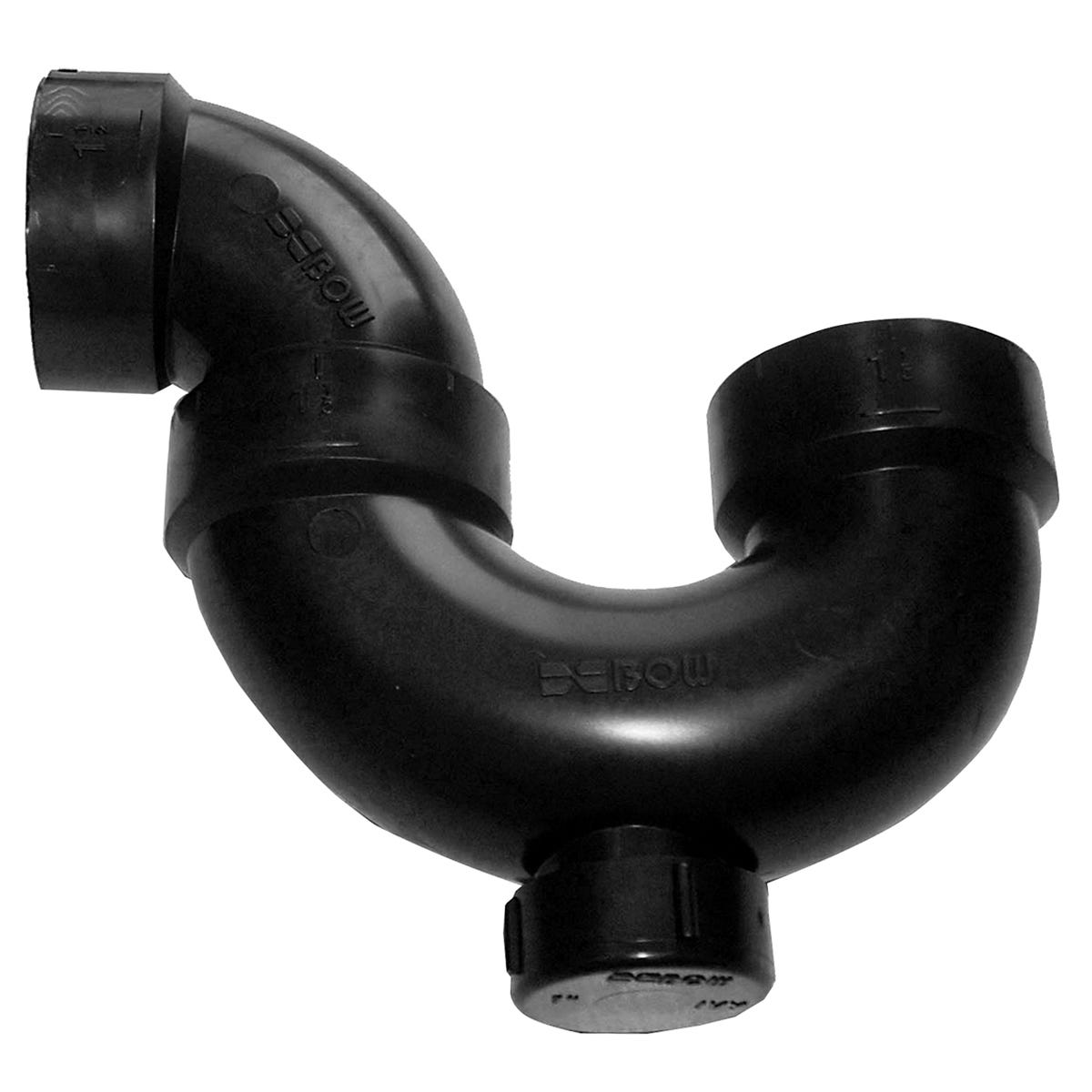 ABS Siphon P-Trap with Cap, Cleanout, 2-in.
