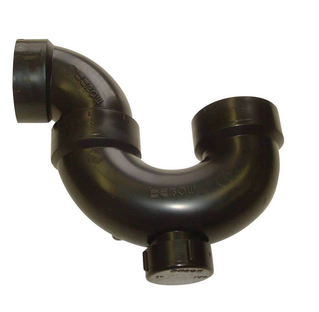 ABS Siphon P-Trap with Cap, Cleanout, 1 1/2-in.