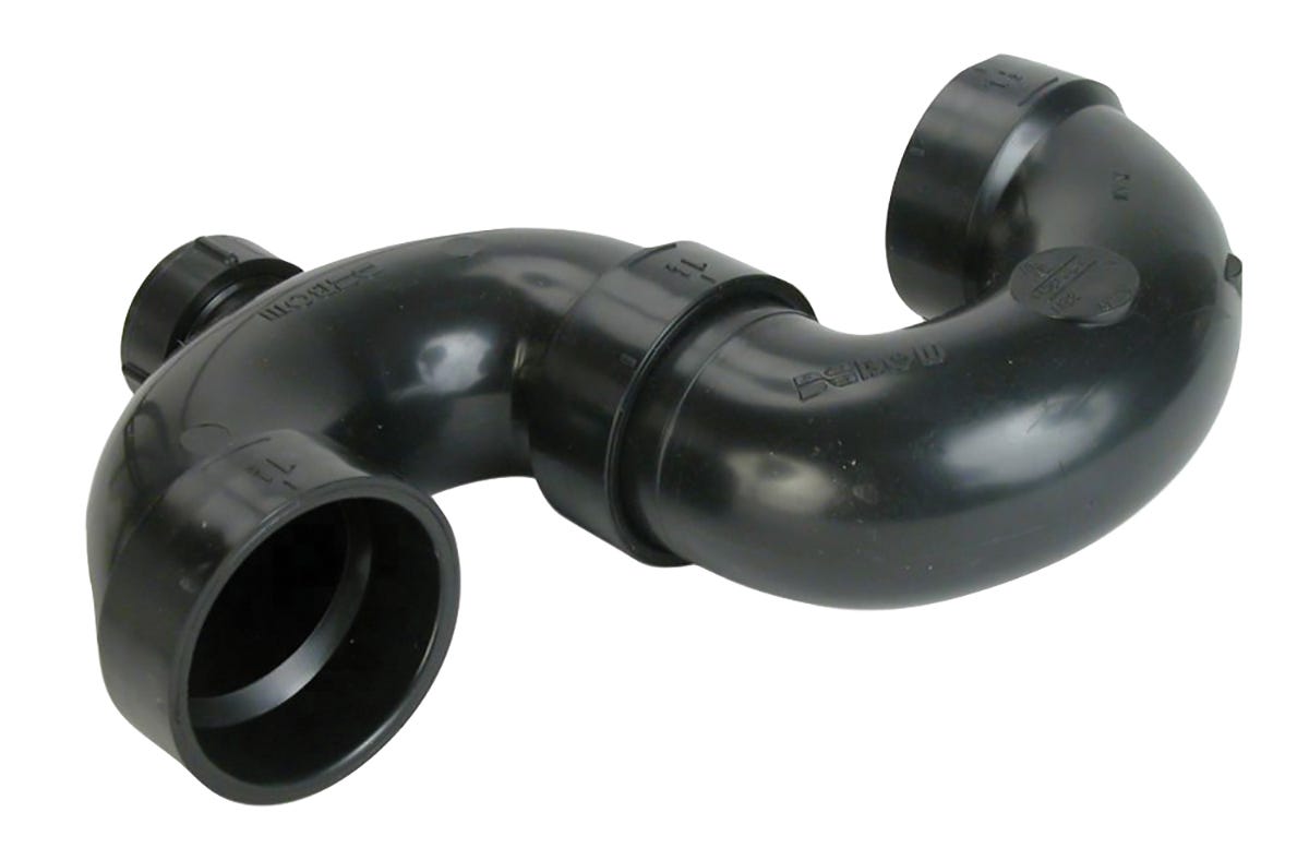 ABS Siphon S with Cap, Cleanout, 1 1/2-in.