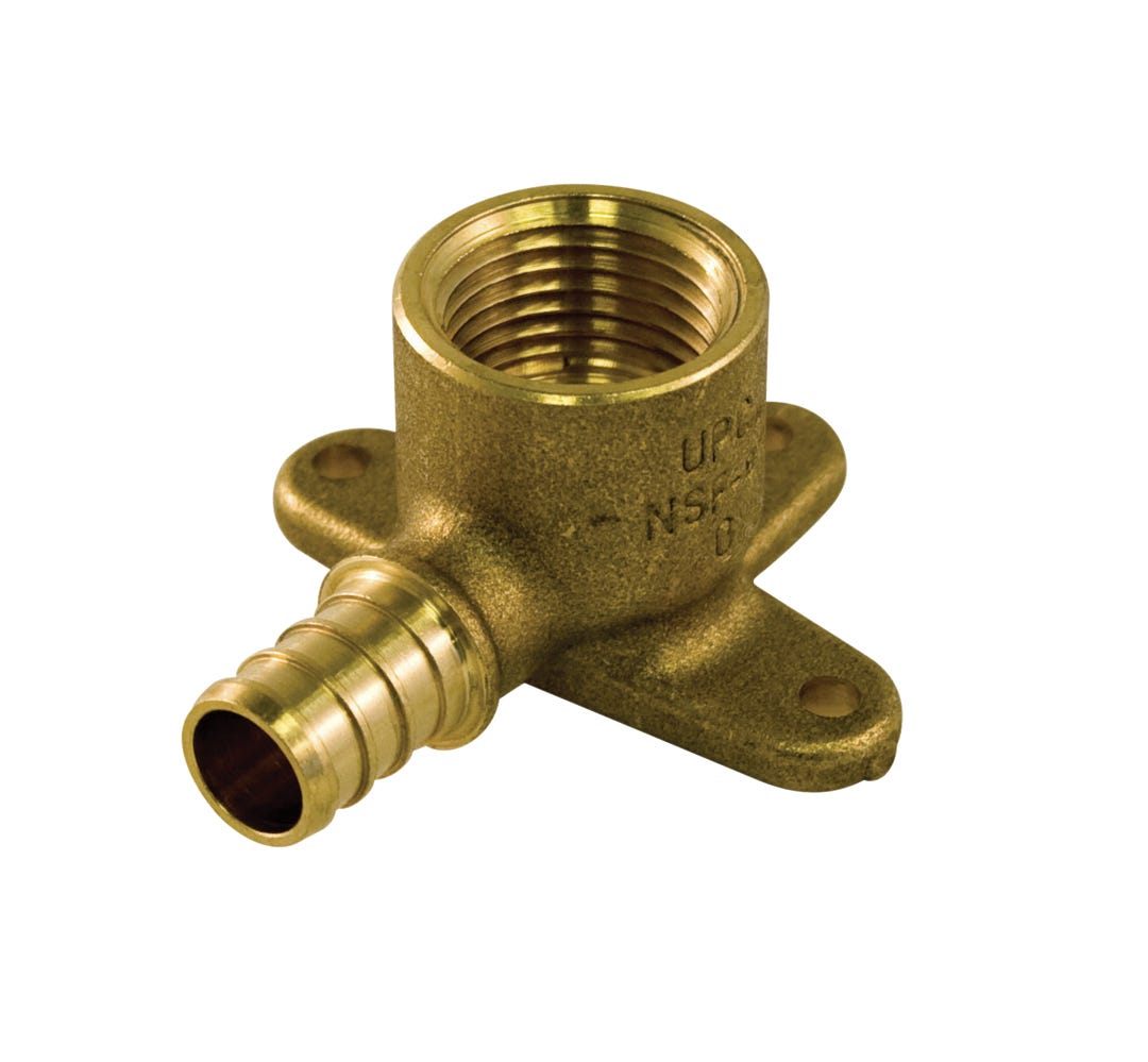 Adapter 90° Drop Ear Elbow, Pex, Brass, 1/2-in.