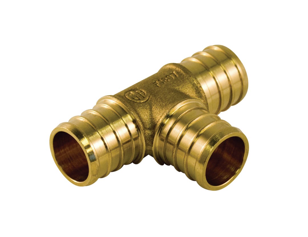 Adapter Tee, Pex, Brass, 3/4-in.