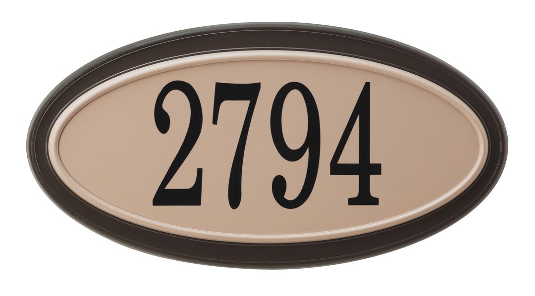 Address Plaque Oval, Two Tone, Back-in. Steel & Front-in. PVC