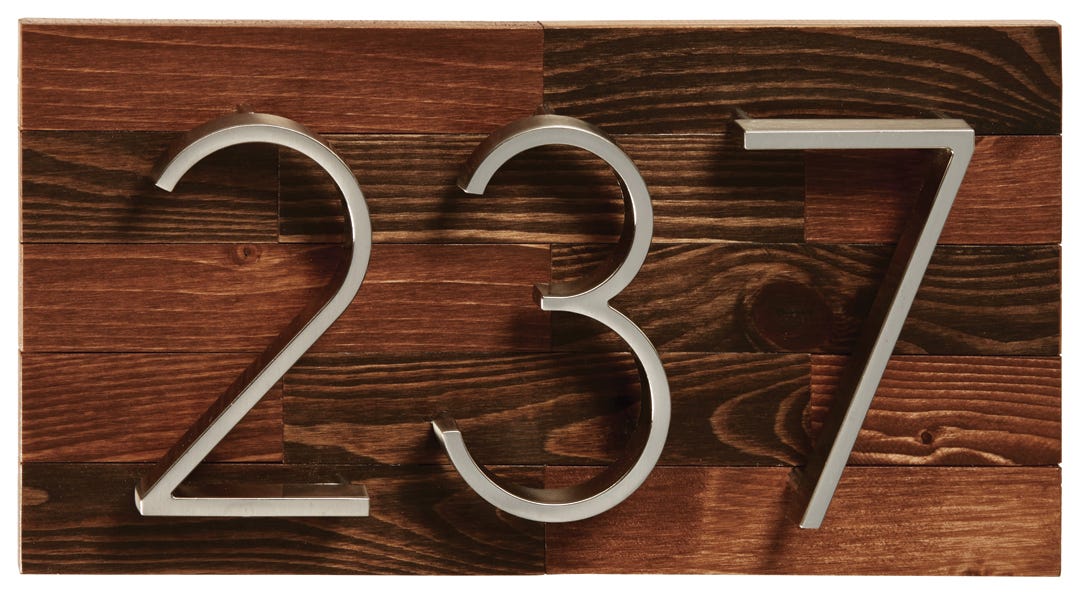 Address Plaque Rustic Wood, Small
