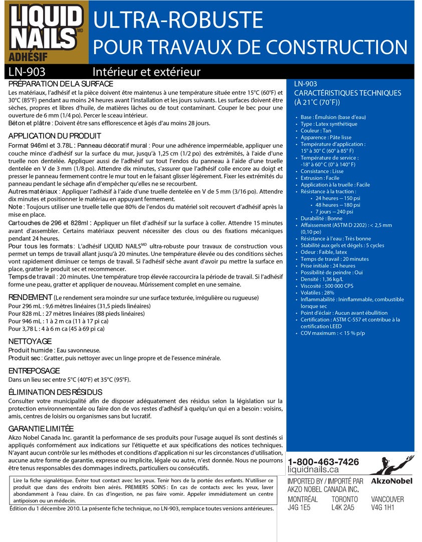 Adhesive Interior/Exterior Heavy Duty for Construction